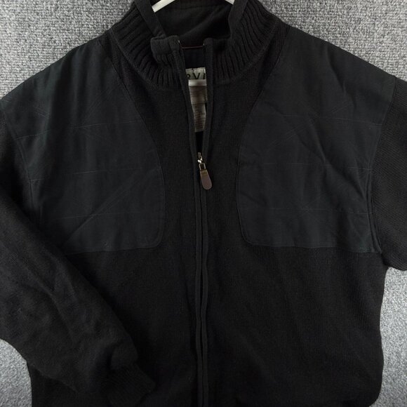 Orvis Jacket XL Wool Shell Jacket Black Full Zip Sweater Heavyweight Bomber - Picture 1 of 16